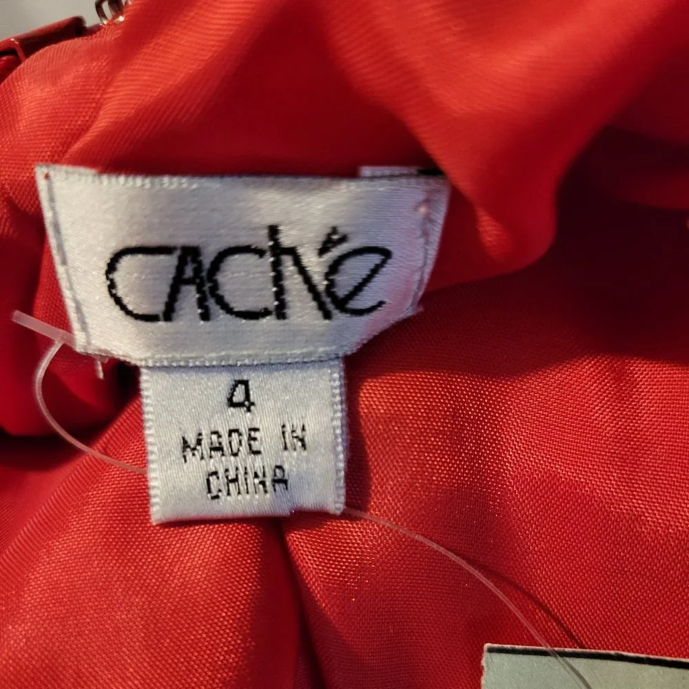 NWOT Cache silk ruffled dress with rosette size 4 - Picture 6 of 6